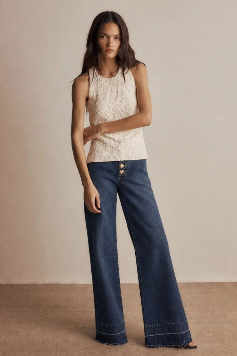 Calça Bardot Jeans Azul Médio - Bonne Soirée