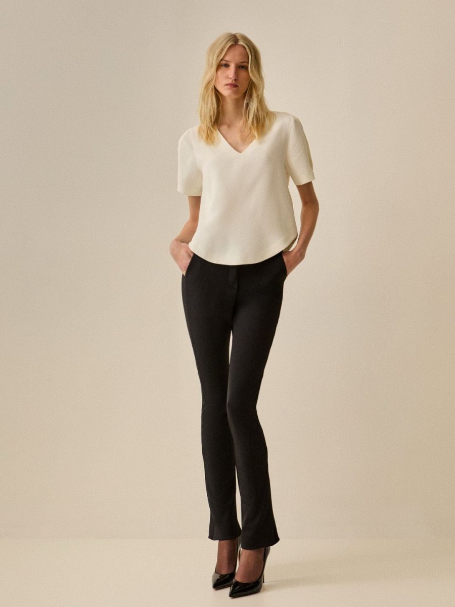 Blusa Mangas Elle Alfaiataria Off - White - Bonne Soirée