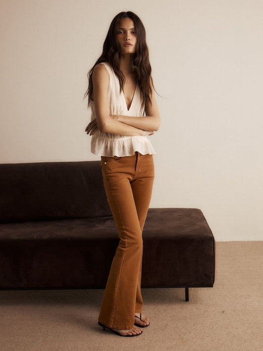 Calça Sarja Beatrice Camel - Bonne Soirée