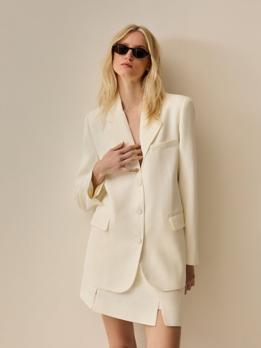 Blazer Elle Alfaiataria Off - White - Bonne Soirée
