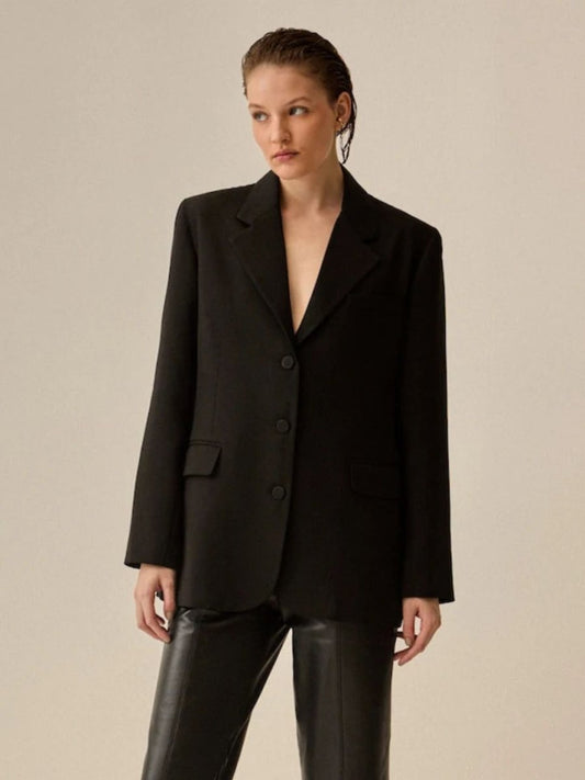 Blazer Elle Alfaiataria Preto - Bonne Soirée