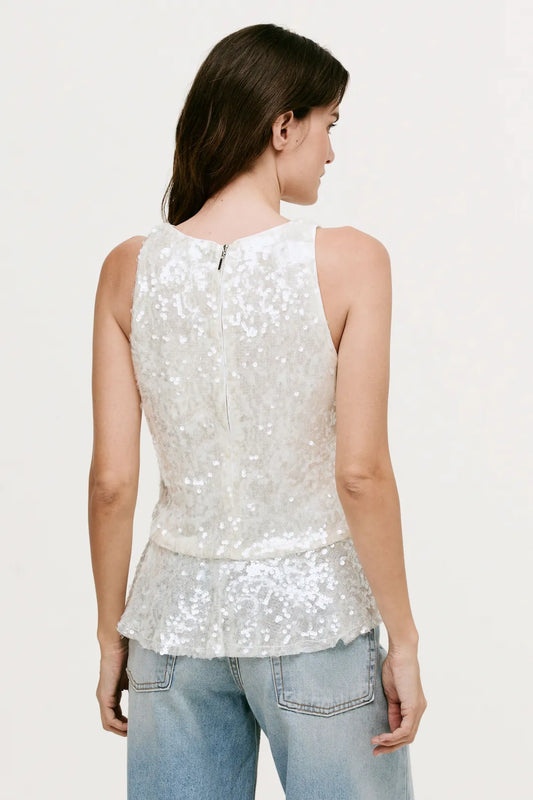 Blusa Paetês Nicole Off White - Bonne Soirée