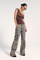 Calça Cargo Jeans Estonada Leónie