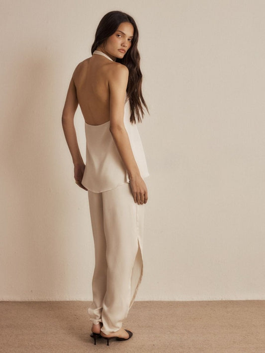 Calça Cenoura Ella Crepe Vanilla - Bonne Soirée