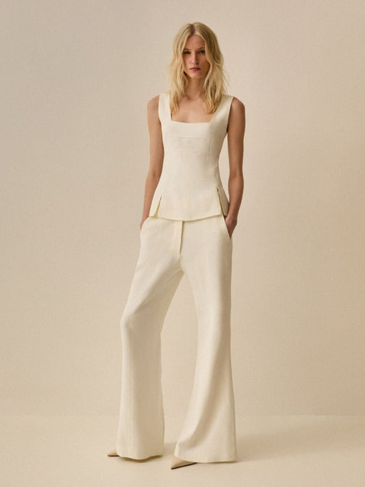 Calça Elle Alfaiataria Off - White - Bonne Soirée