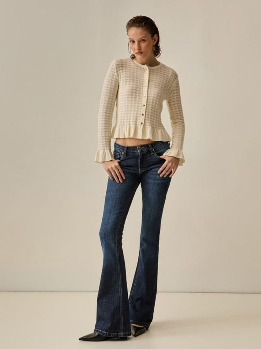 Calça Jeans Flare Lexie Cintura Baixa Azul - Bonne Soirée