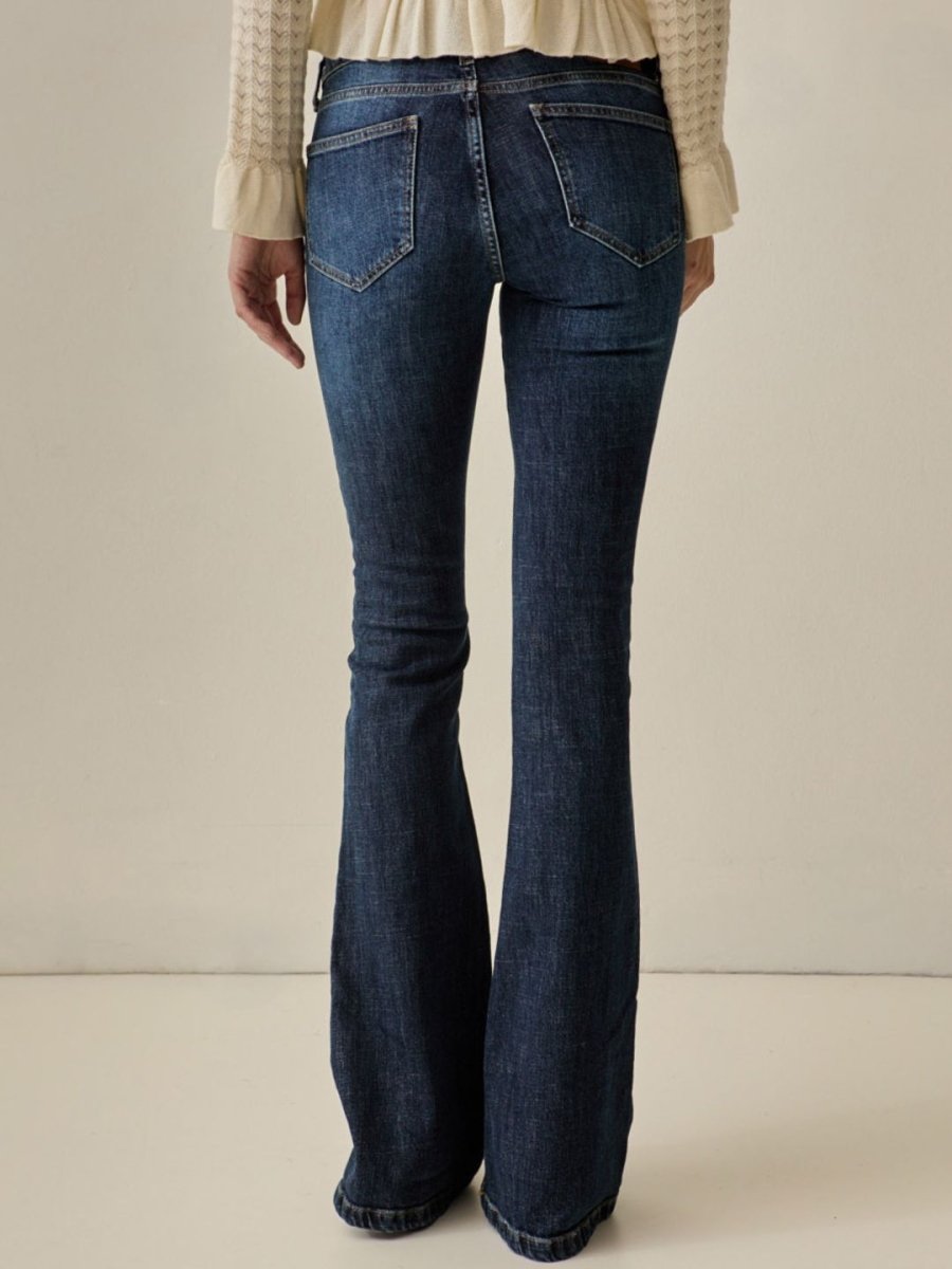 Calça Jeans Flare Lexie Cintura Baixa Azul - Bonne Soirée
