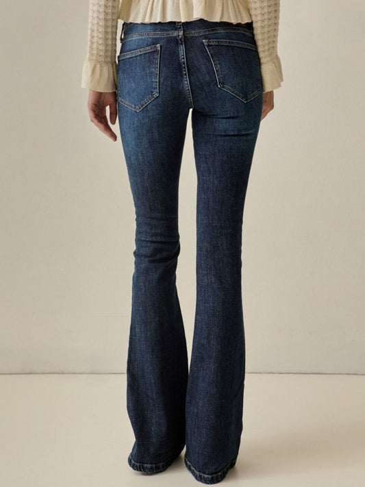 Calça Jeans Flare Lexie Cintura Baixa Azul - Bonne Soirée