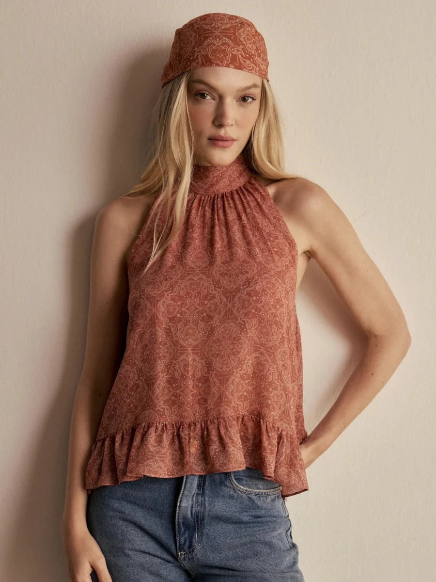 Blusa Lilou Paisley Terracota - Bonne Soirée