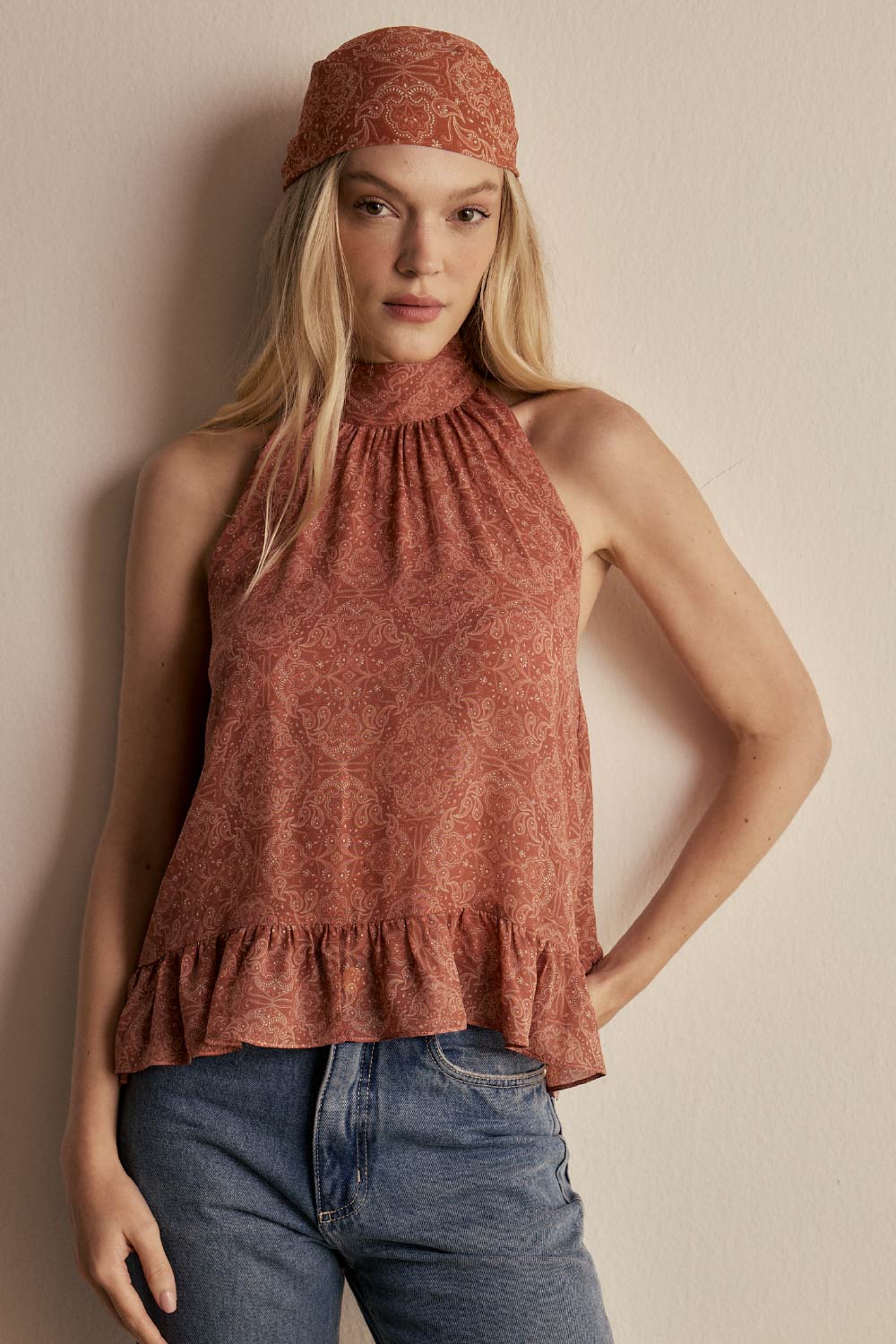Blusa Lilou Paisley Terracota