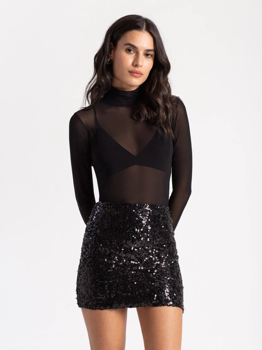 Saia Feminina Saia Preta De Paete Saia Preta Paetê Festa Dakota