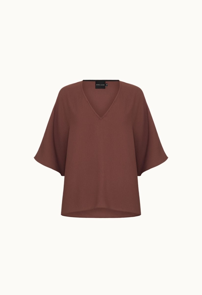 Blusa Noemie Crepe Marrom - Bonne Soirée