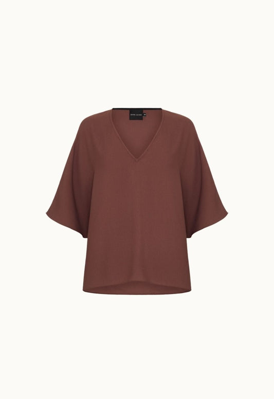 Blusa Noemie Crepe Marrom - Bonne Soirée