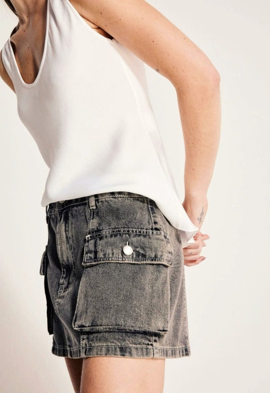 Mini Saia Jeans Cargo Leonie - Bonne Soirée
