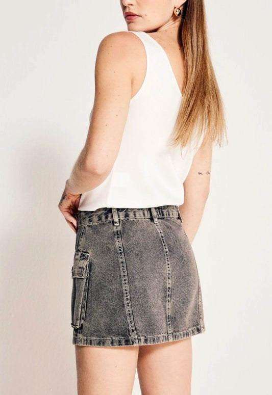 Mini Saia Jeans Cargo Leonie - Bonne Soirée